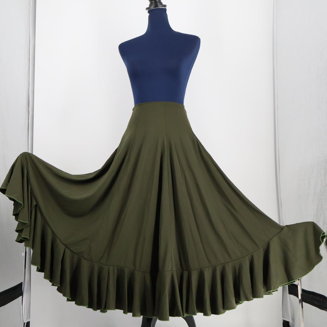 【美品 フラメンコ衣装】カーキ MARIA ROSA ファルダ ボランテ 緑