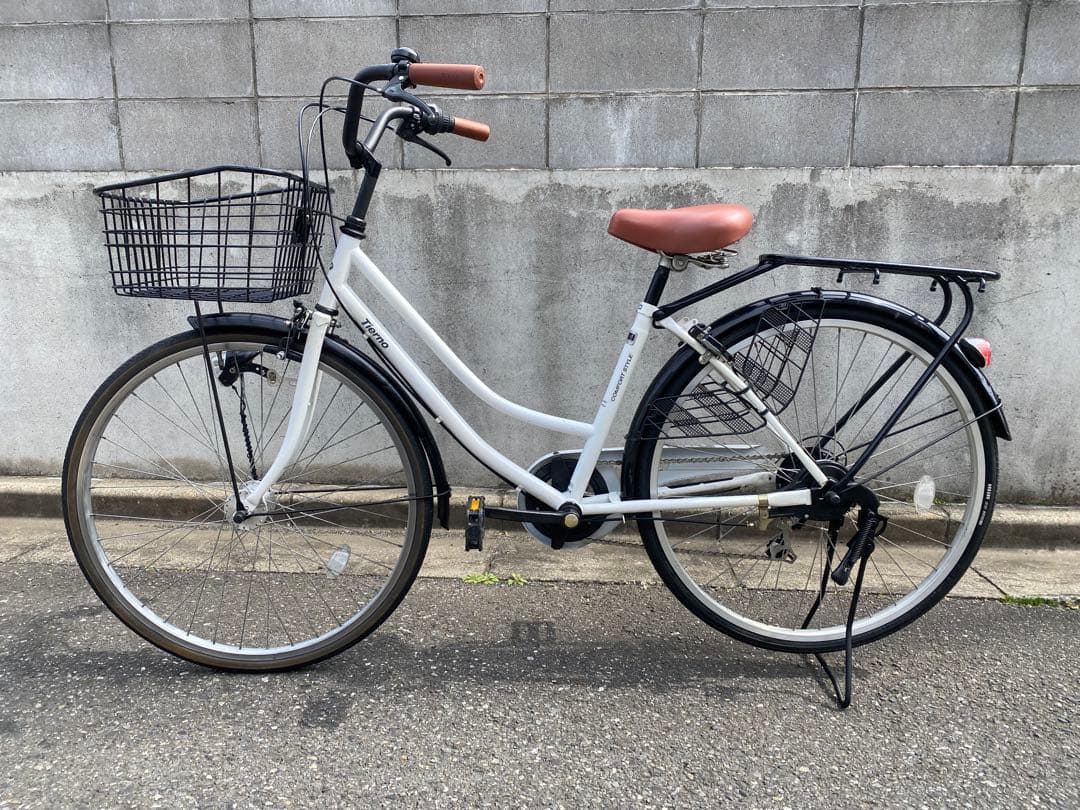 整備済 ギヤ6段 LEDオートライト 26インチ 白 自転車