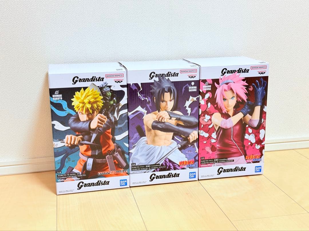 送料込み3種セット！ナルト、サスケ、サクラ_グランジスタフィギュア_01