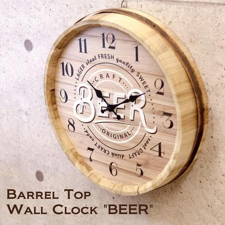 ビール樽 バレル ウォールクロック beer 壁掛け時計 40cm 店舗用 装飾