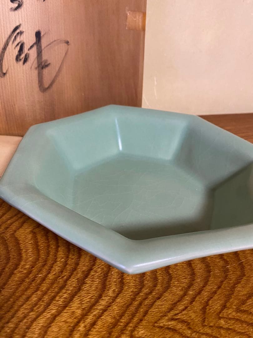 M*E様 人間国宝　中島宏　作　一点物　青磁　陶器　磁器　旧家蔵出　皿　額皿　鉢