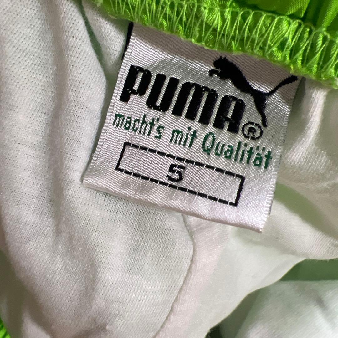 ✅VINTAGE PUMA プーマ 80s 蛍光グリーン ナイロン ピステパンツ
