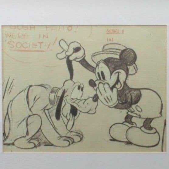 Disney ディズニー　ミッキー&プルート　スケッチ複製・額絵【新品、未使用】
