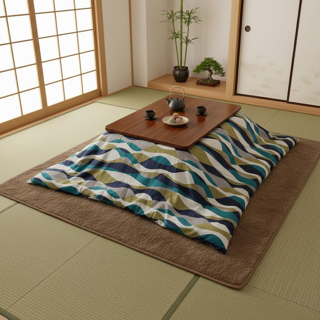 送料無料　新品正方形こたつカバー【ストリーム カラー】200cm×200cm