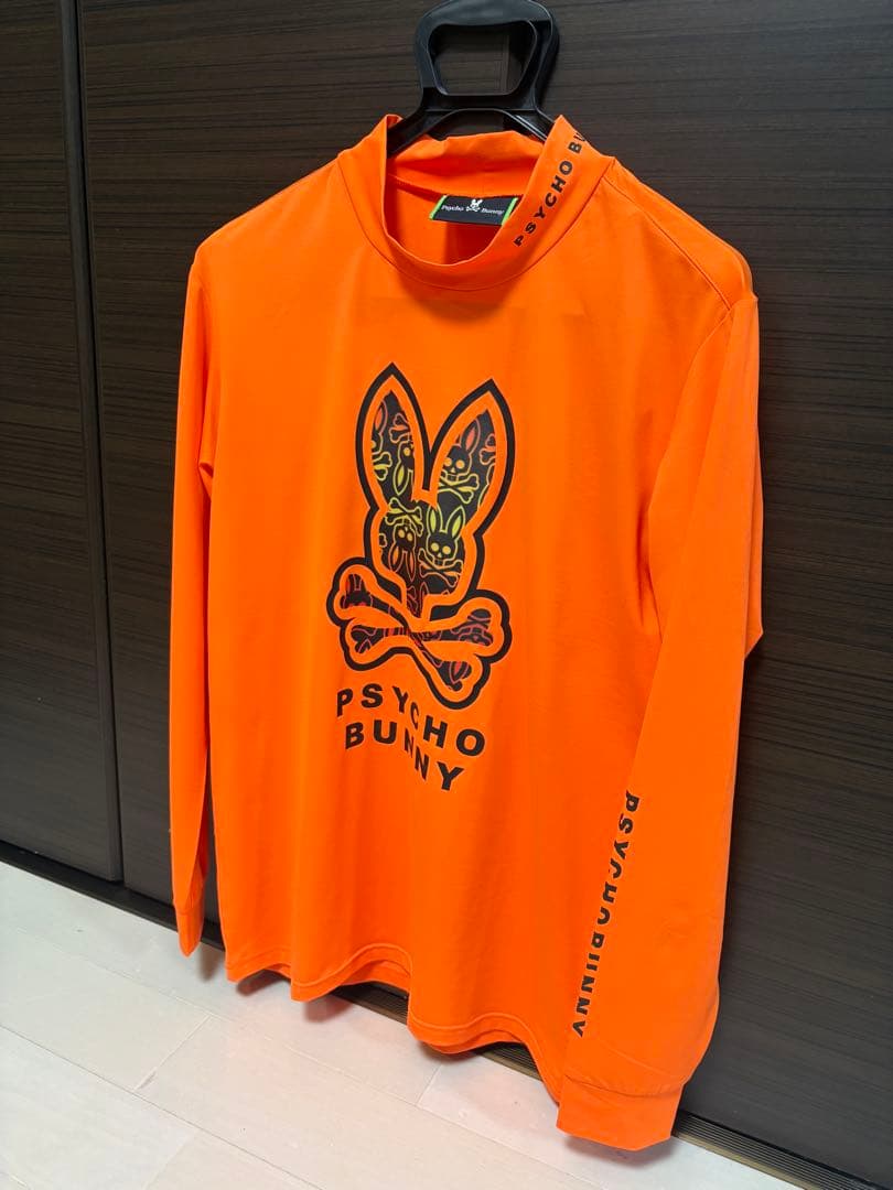 PSYCHO BUNNY 蛍光オレンジ 長袖シャツ　メンズＭサイズ