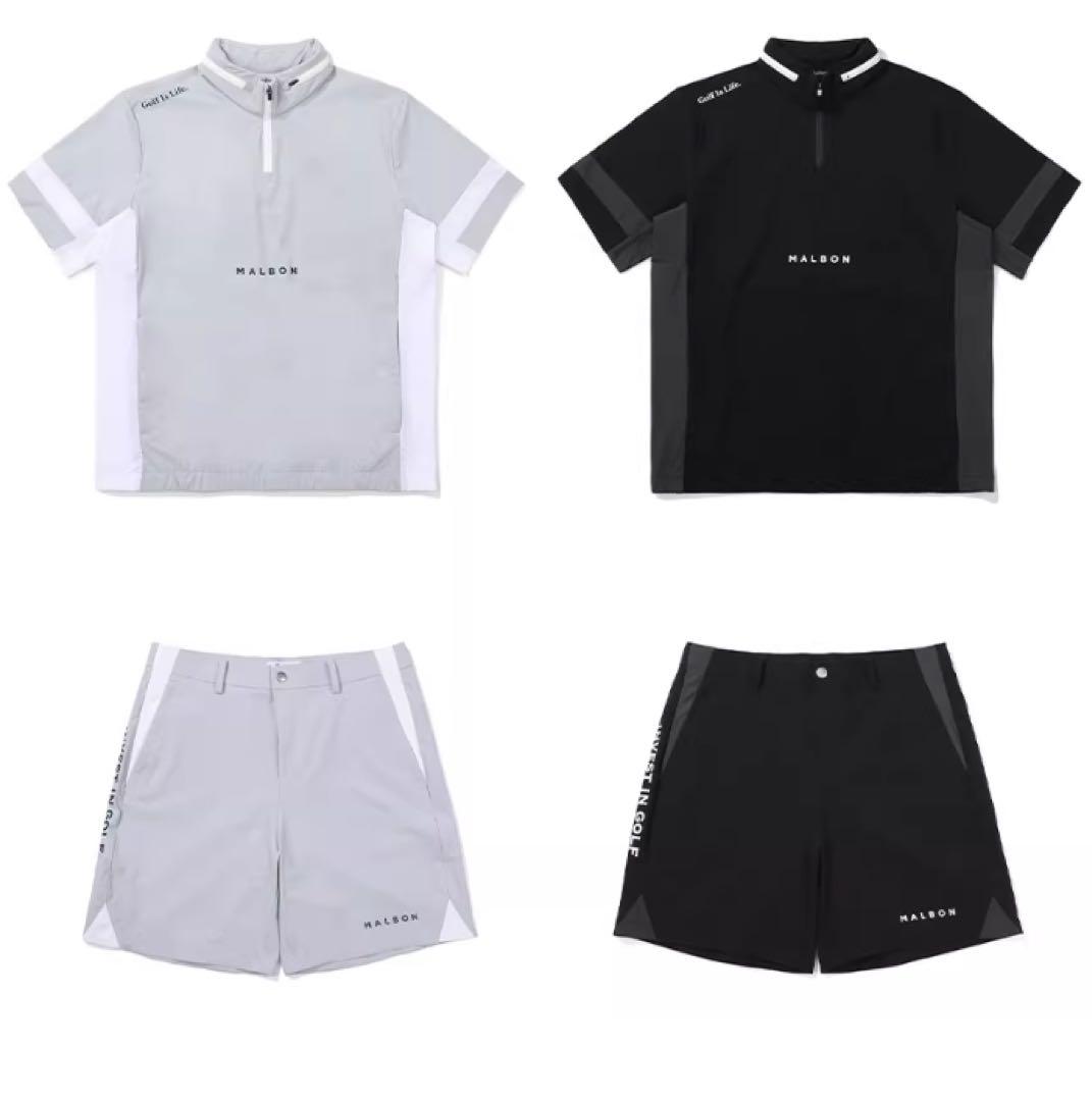 Malbon ゴルフ セットアップ 半袖ハーフジップ＋ショートパンツ