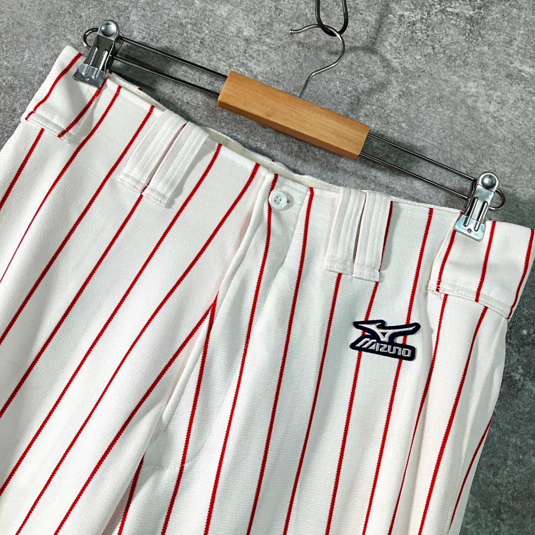 MIZUNO　野球ウェア　ユニフォームパンツ　ホワイト　レッド　ストライプ　ロゴ