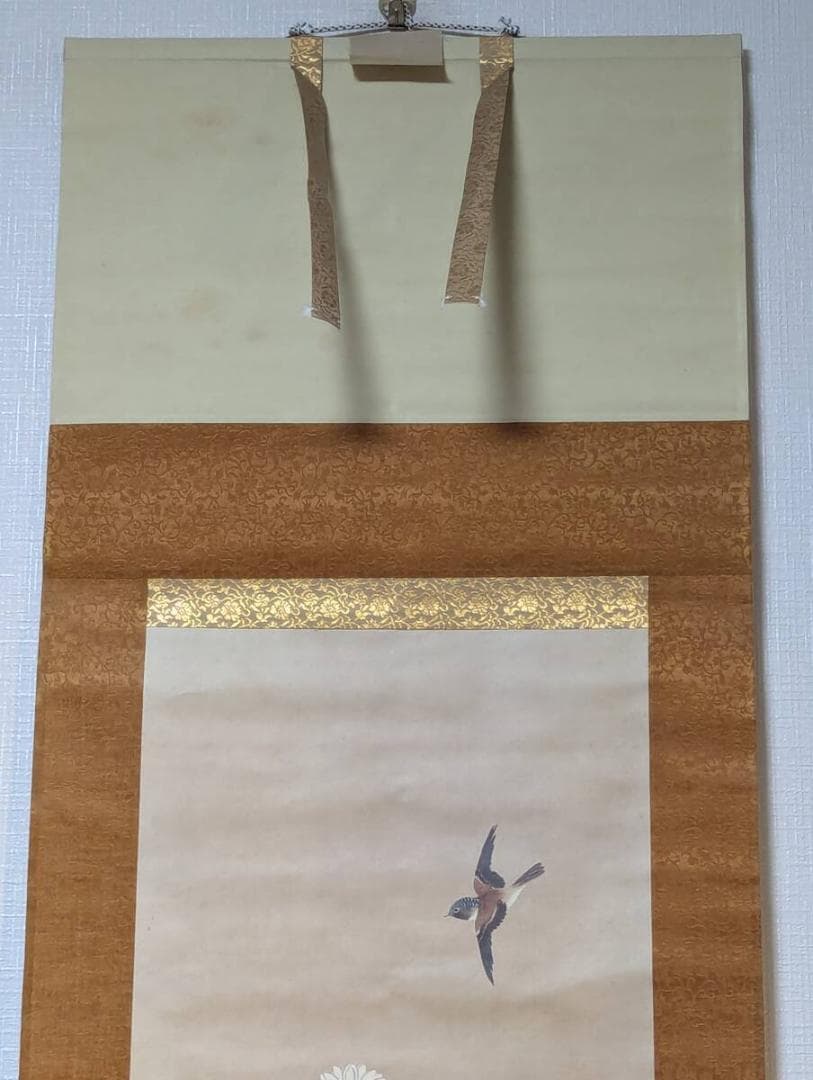 【真作】【複製】掛軸　酒井抱一　工芸画　菊花小禽図　花鳥画　花鳥美術　U85