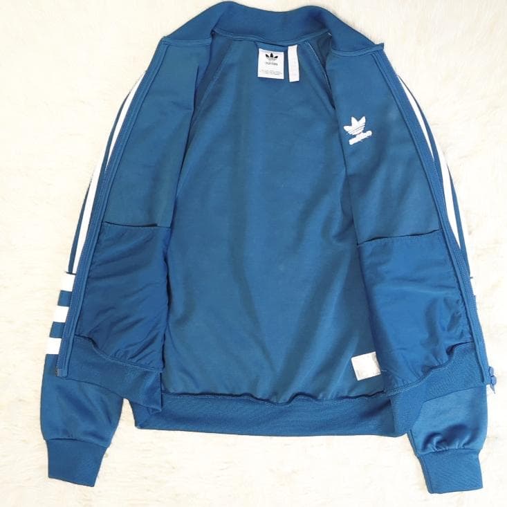 adidas トラックジャケット ジャージトップス トレフォイル ターコイズ M