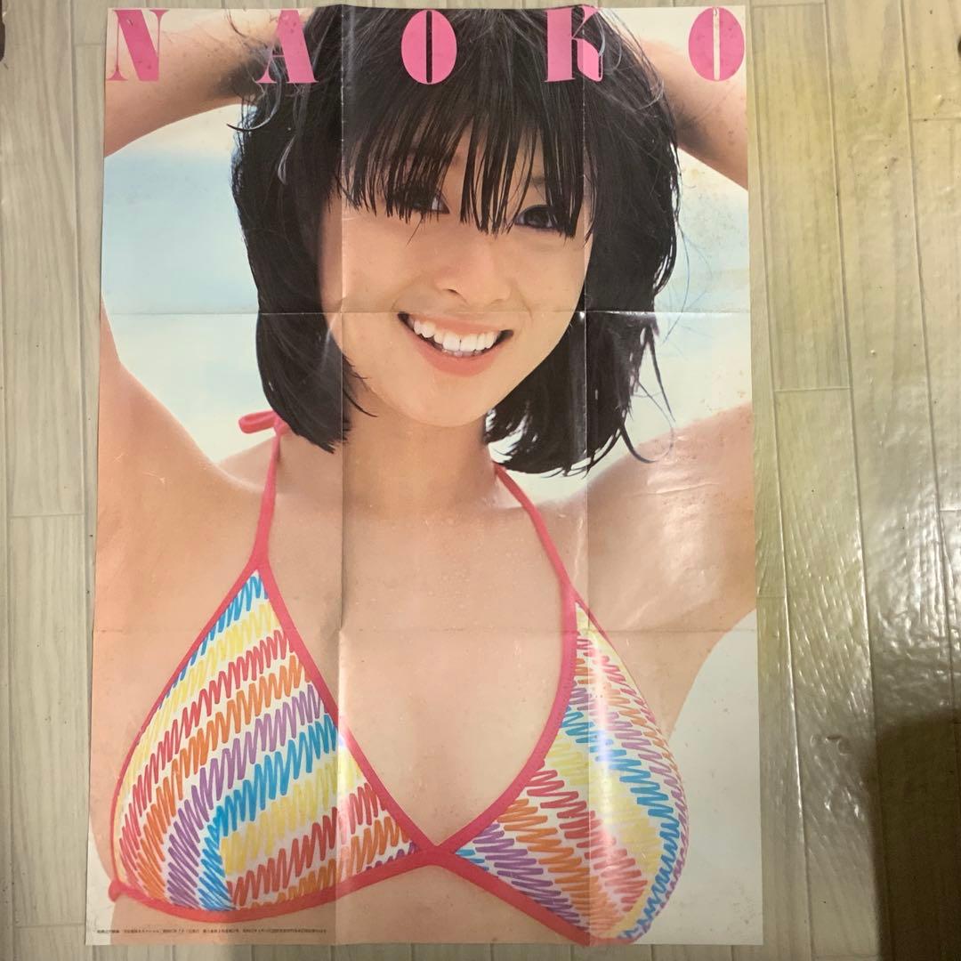 2428昭和レトロ当時物⬛️河合奈保子水着ビキニ両面特大ポスター⬛️等身大実物大
