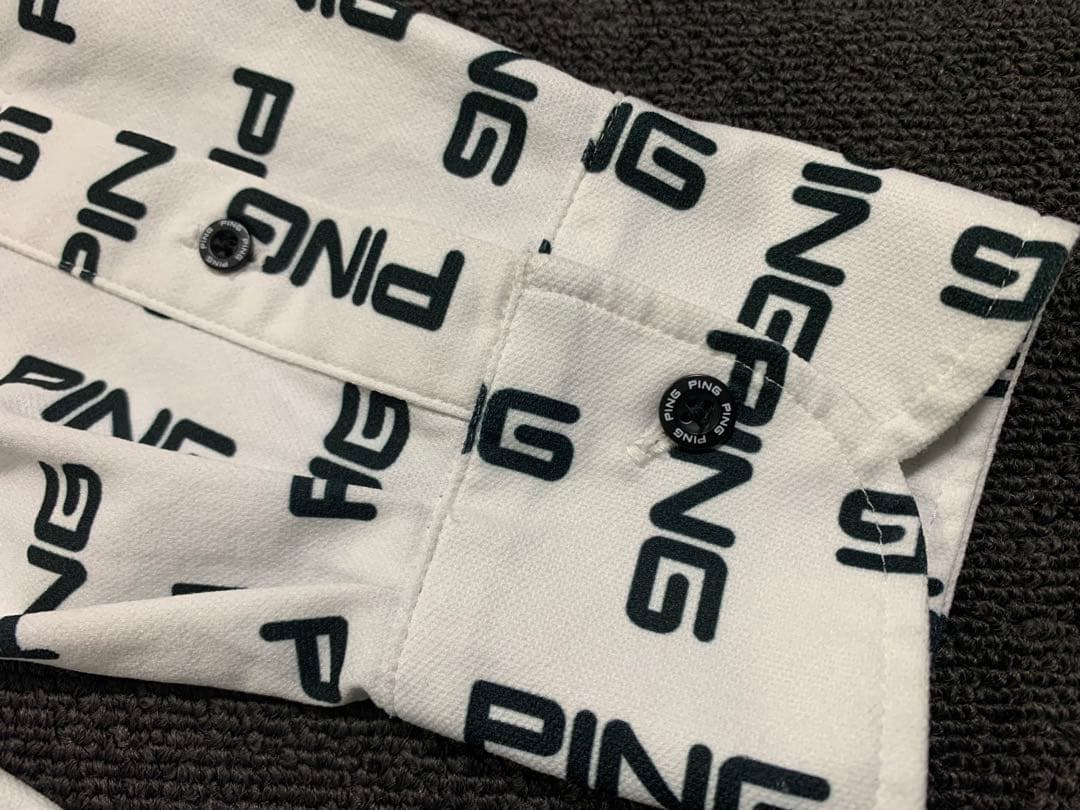 極美品　PING ピン 高品質 ストレッチ 鹿の子 長袖ポロシャツ LL
