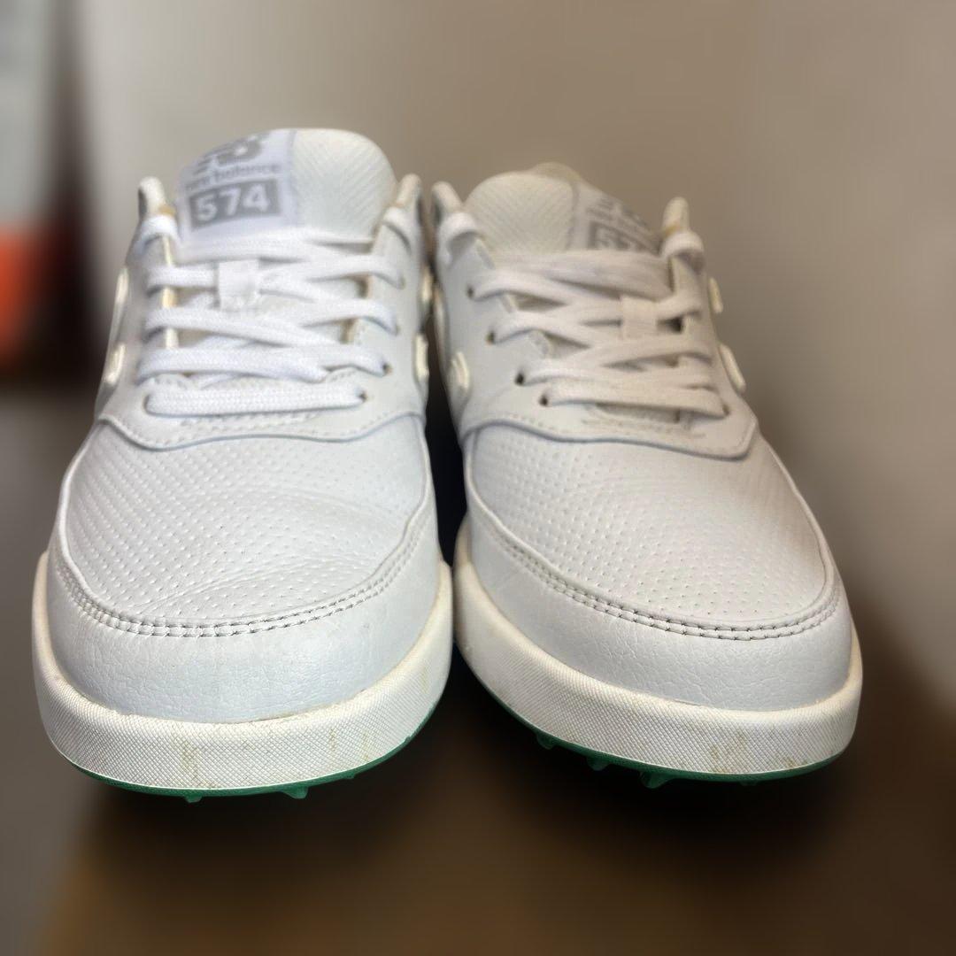 美品　NEW BALANCE 574 ホワイト ゴルフシューズ　24.0CM