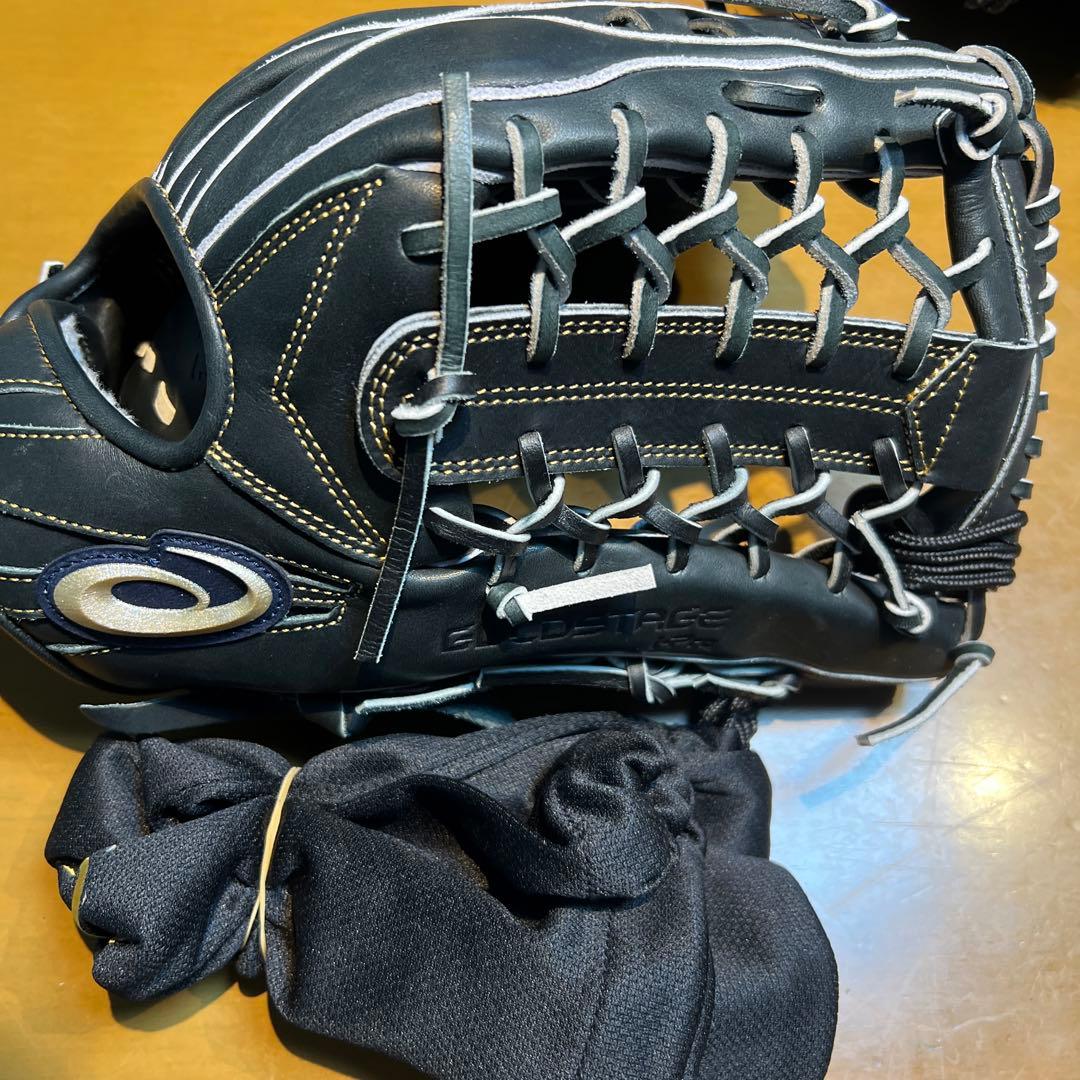 【新品未使用】アシックス ゴールドステージ 一般軟式 外野手 ブラック グローブ