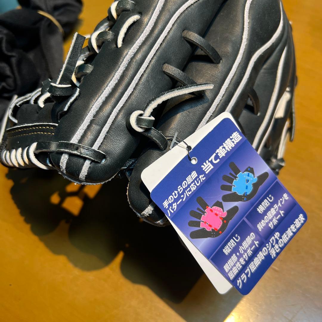 【新品未使用】アシックス ゴールドステージ 一般軟式 外野手 ブラック グローブ
