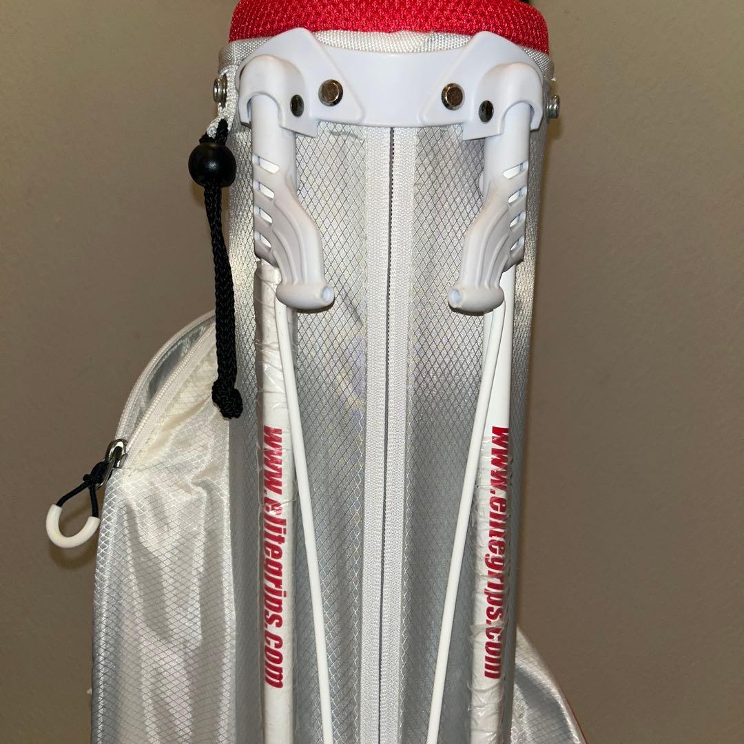 kz エリートグリップキャディバッグ白\赤　スタンド式