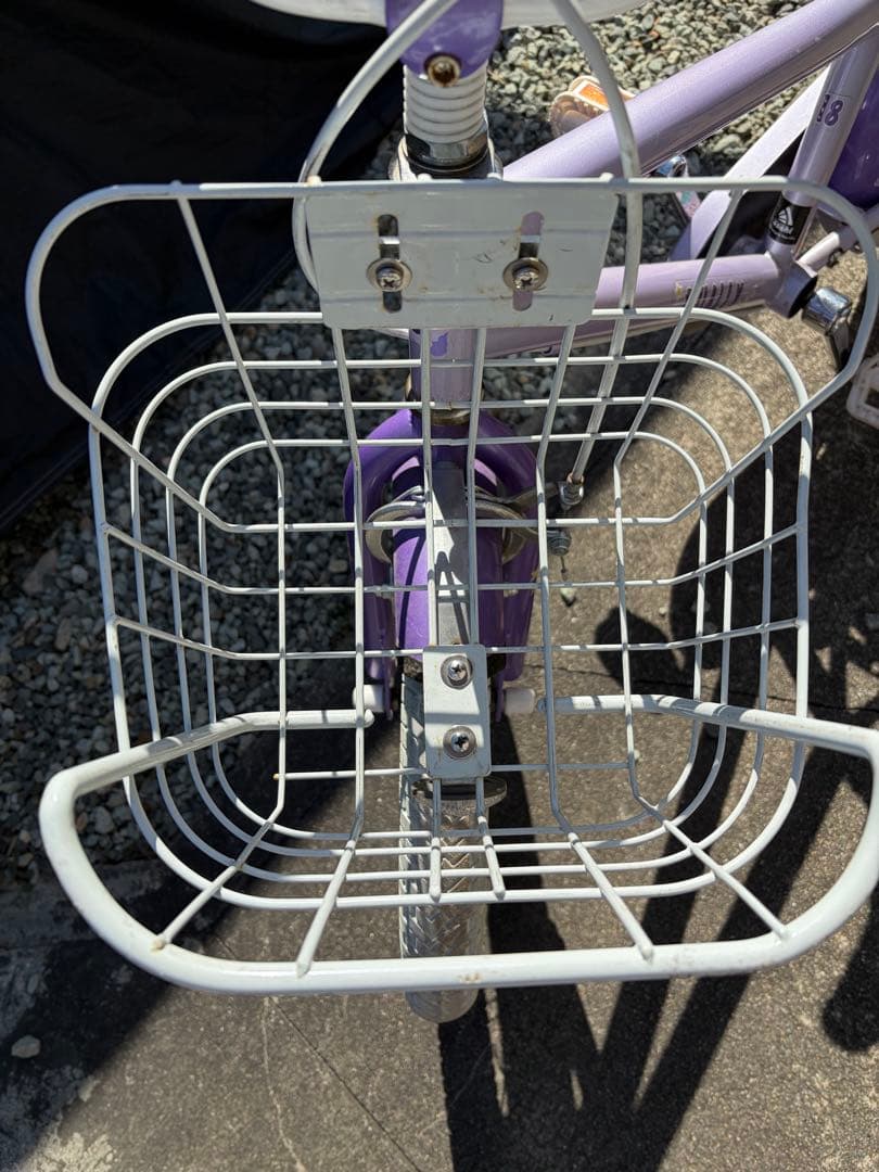 【お引き渡し限定】アサヒ幼児用自転車 紫色 前面バスケット付き 引き取り