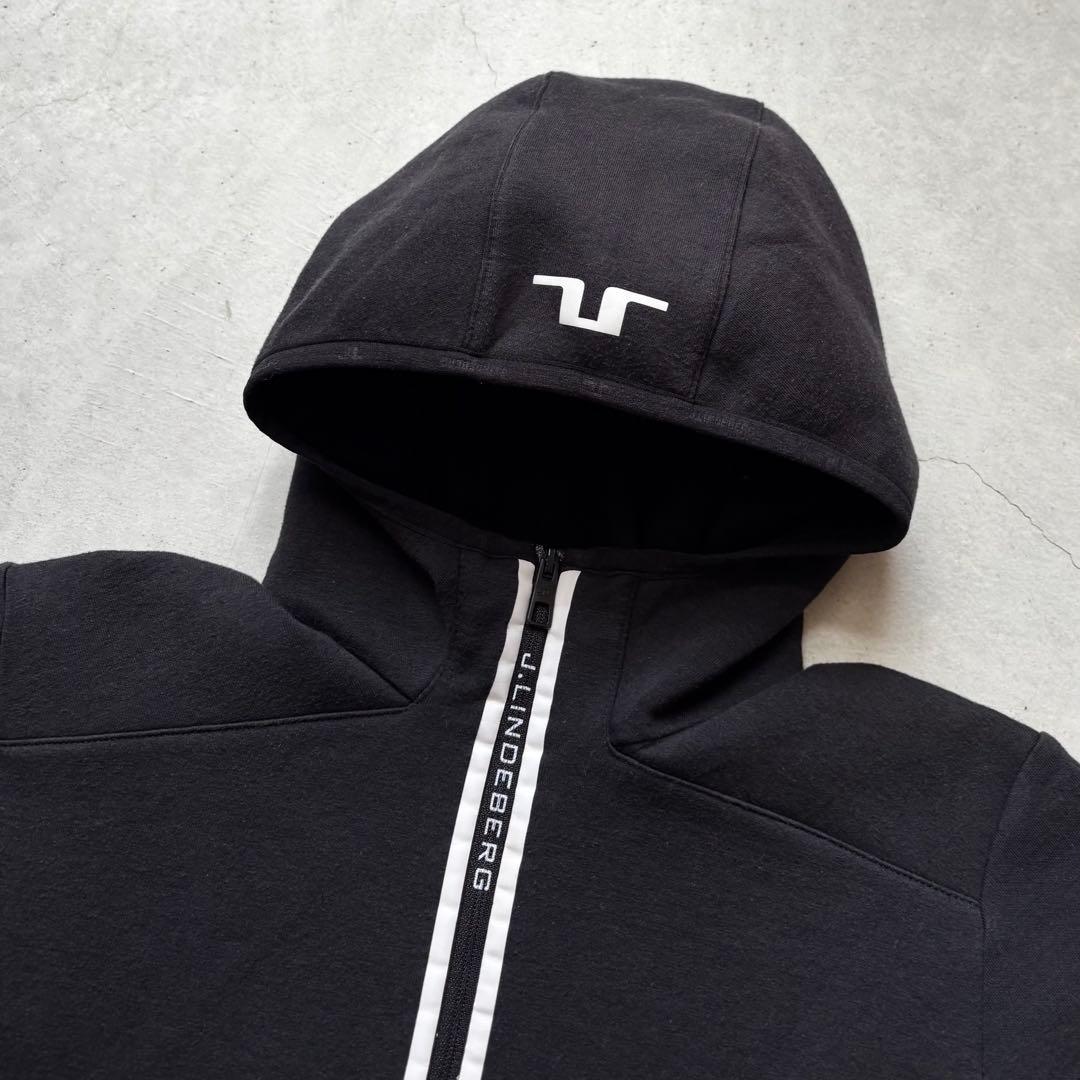 J.LINDEBERG ジェイリンドバーグ ハーフジップフードパーカー ロゴ刺繍