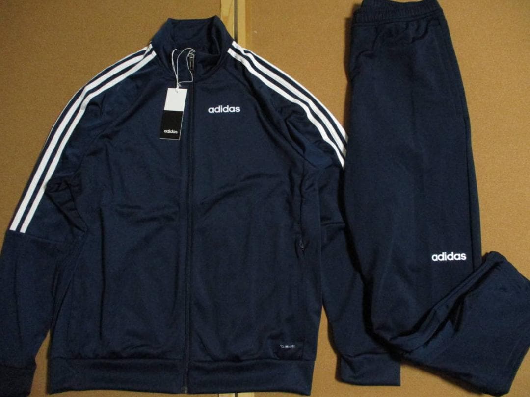 最後 M adidas 定番 ウォームアップ ジャージ 上下セットトラック 紺