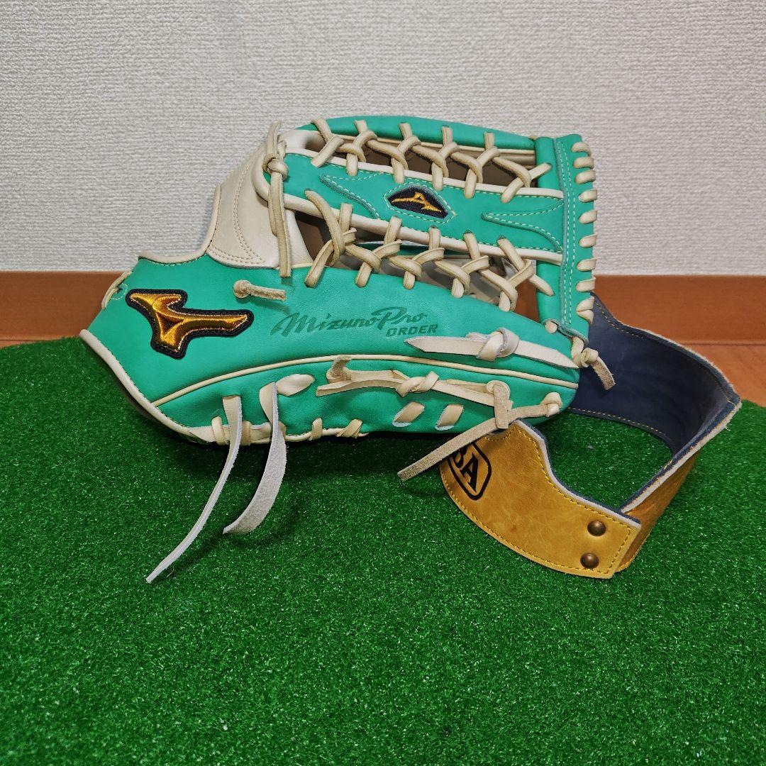 ミズノプロ 軟式 外野手用 オーダー グローブ 野球 ハガジャパン 耕作印 袋付