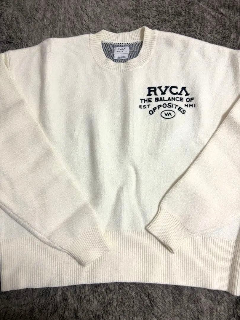 RVCA ルーカ　ホワイトニットセーター　クルーネック　Mサイズ
