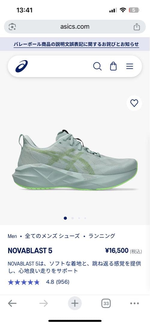アシックス ノヴァブラスト5 25.5cm