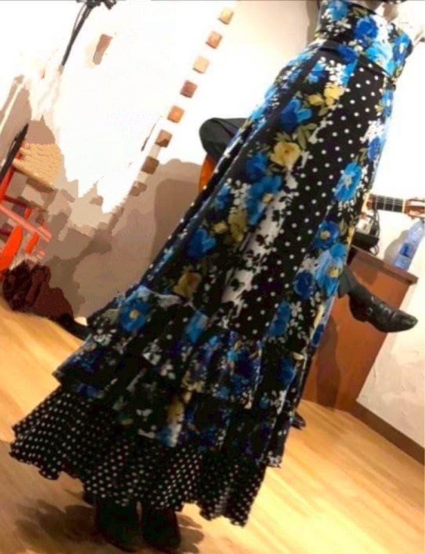 フラメンコ スカート 花柄 水玉模様