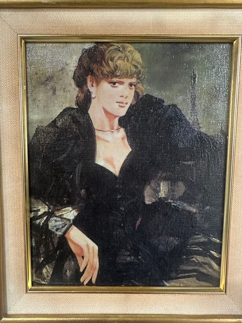 斉藤三郎　絵画　油彩　女性人物画　パリア-ト　インテリア　肉筆