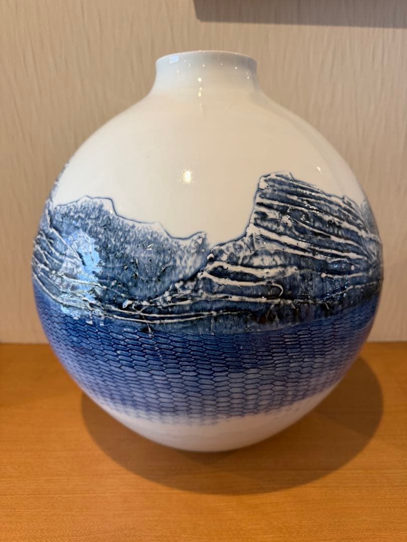有田焼　藤井朱明作　題名岬　大花瓶　大壷　共箱