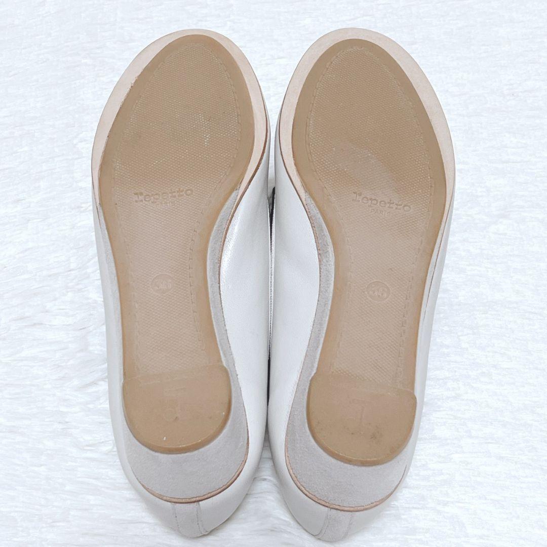 【極美品】repetto レペット ウェッジソール パンプス 白 36 リボン