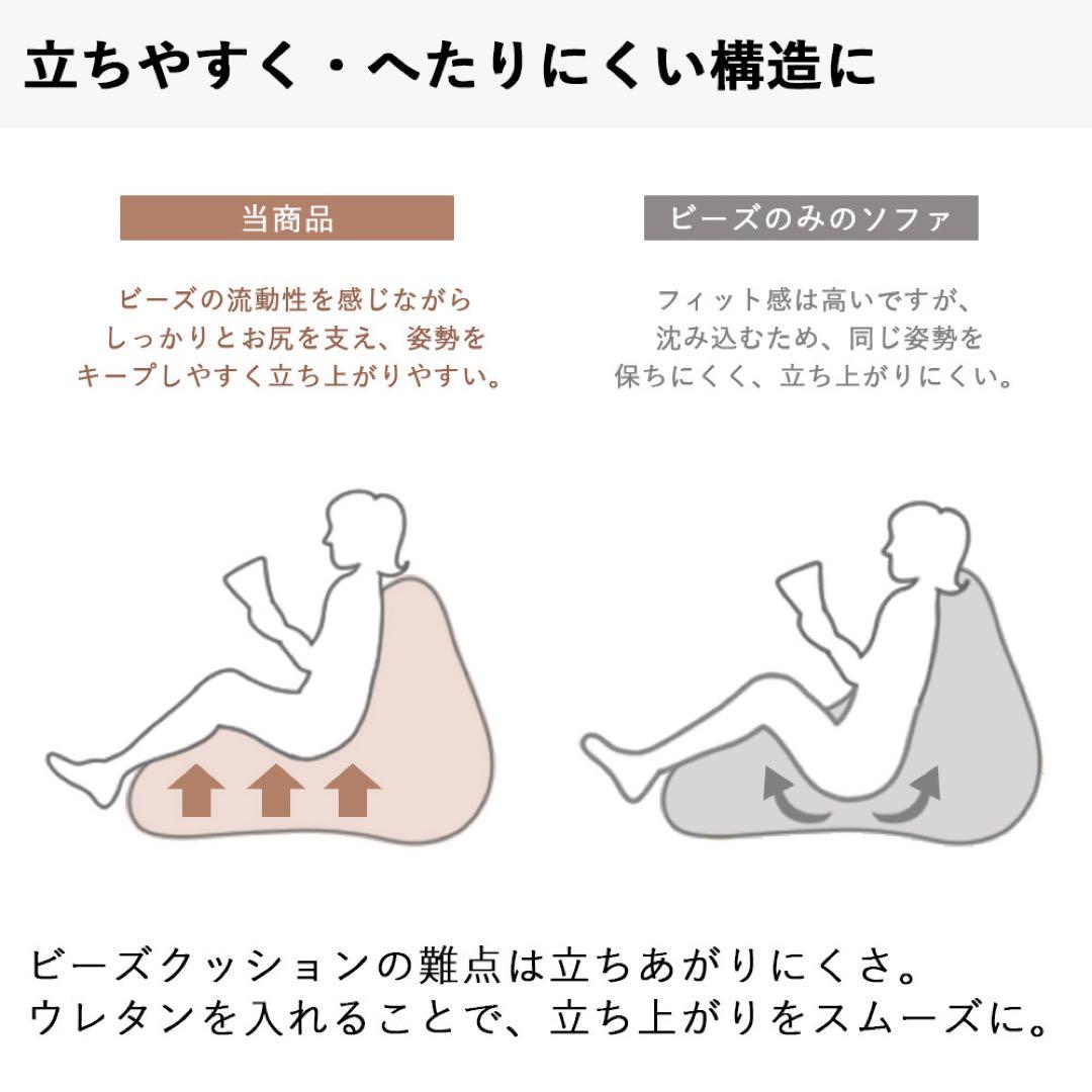 G 新品 ビーズソファ 単品 グレー ビーズクッション 1人掛け 座椅子 大きい