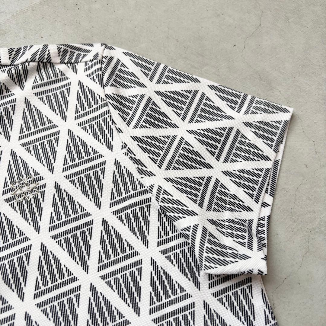 【美品】St ANDREWS セントアンドリュース 総柄半袖ポロシャツ ロゴ刺繍