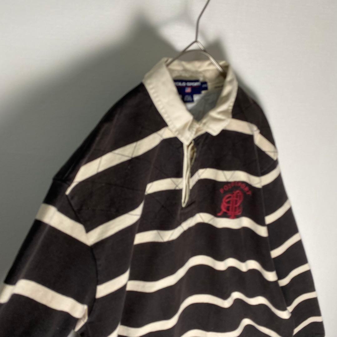 POLO SPORT ラルフローレン ラガーシャツ 黒白 ボーダー XXL