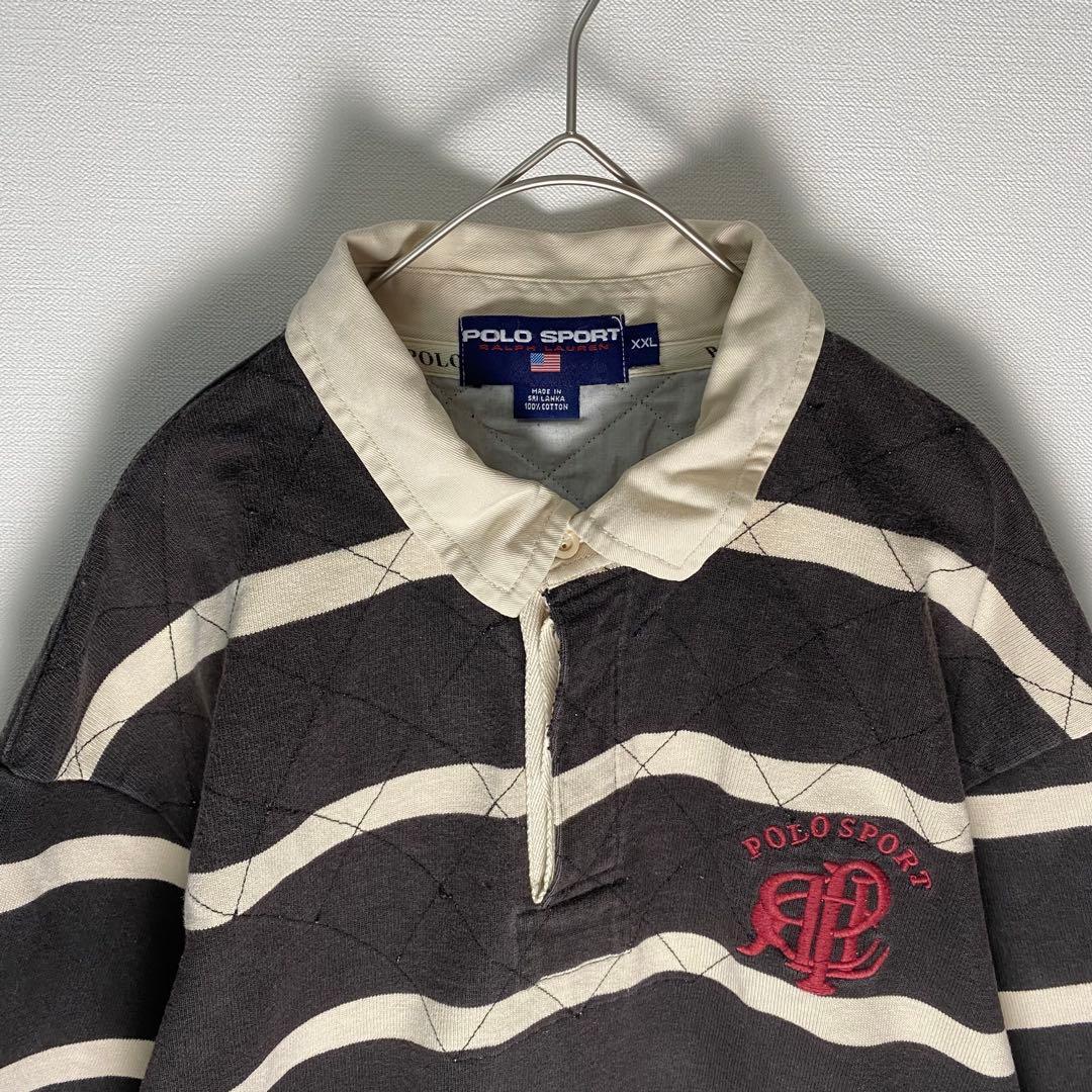 POLO SPORT ラルフローレン ラガーシャツ 黒白 ボーダー XXL