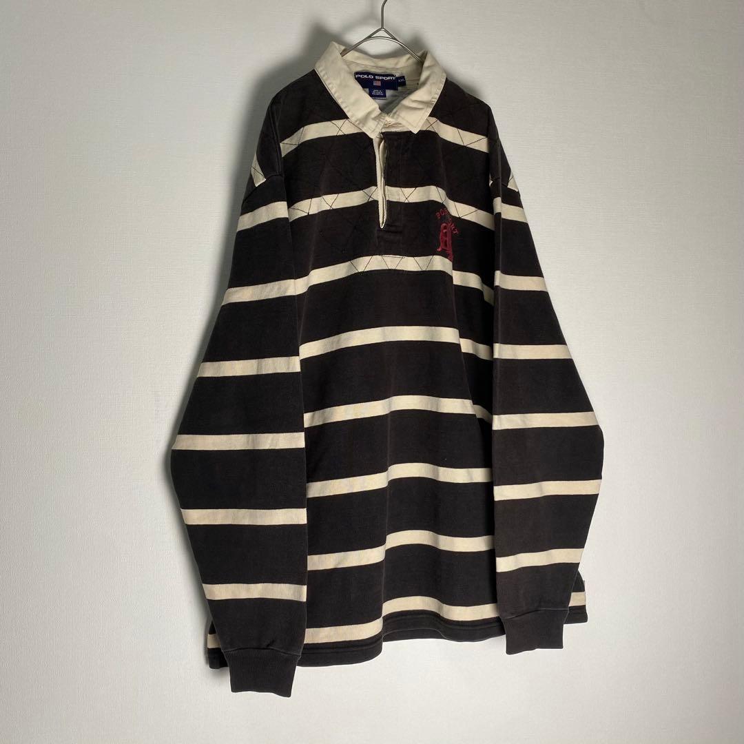 POLO SPORT ラルフローレン ラガーシャツ 黒白 ボーダー XXL