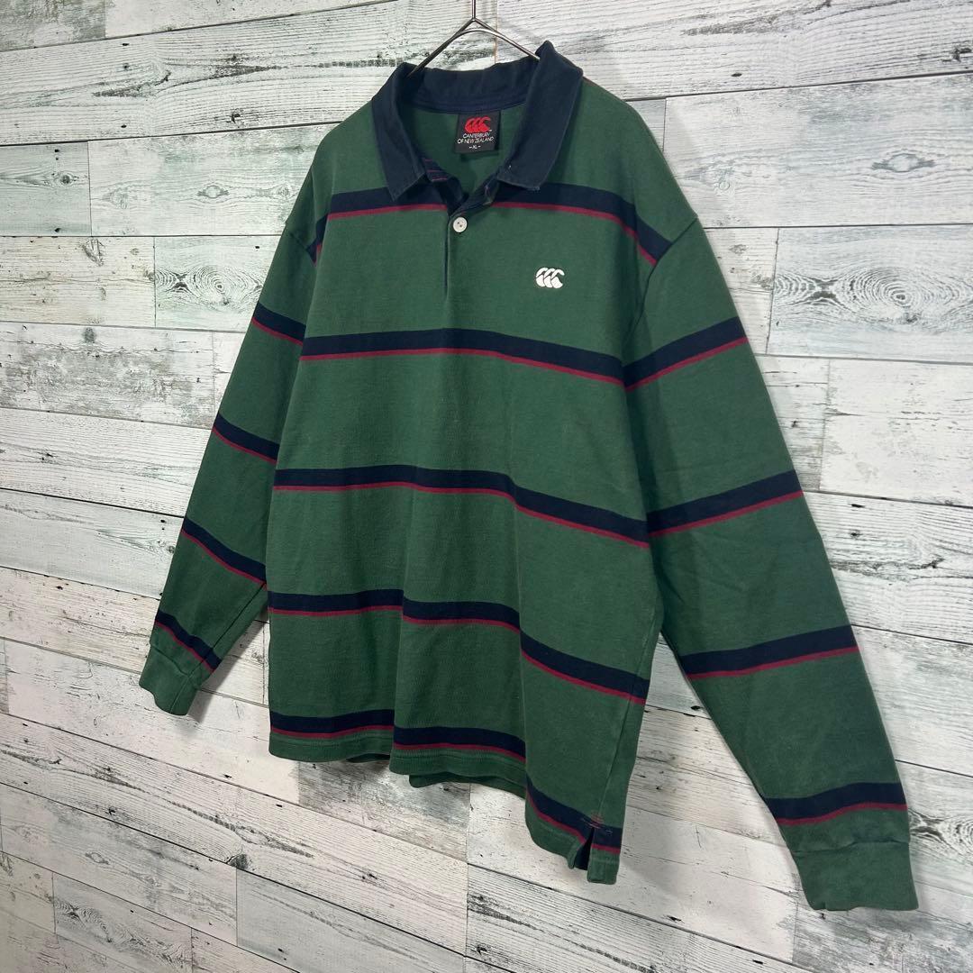 Canterbury カンタベリー 刺繍ロゴボーダー　ラガーシャツ ポロシャツ