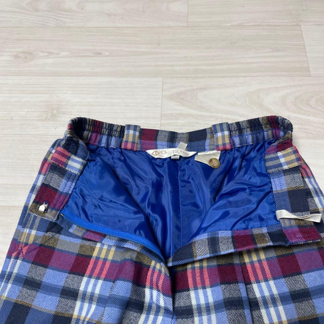 Christian Dior クリスチャンディオール チェック ウールパンツ S