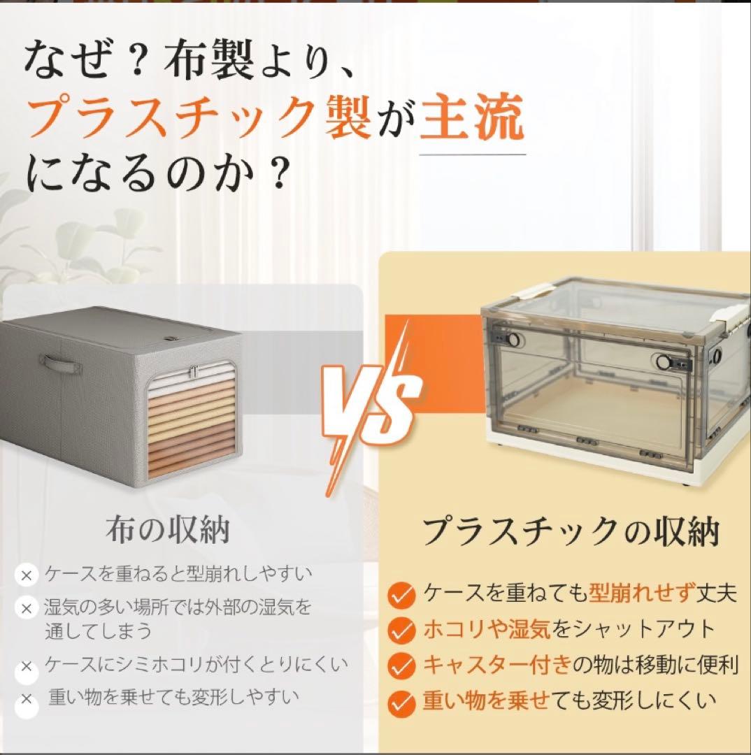 折りたたみ収納ボックス コンテナボックス キャスター付き 白 3個 超大きめ