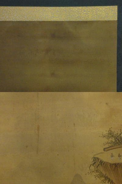 【値下】【掛軸】天泉 山水画 大型 約204cm 絹本 古画 骨董品（木箱付き）