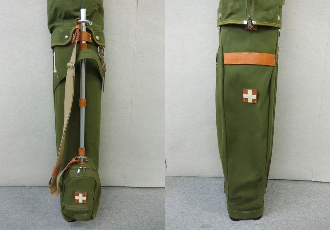b382 木の庄帆布 Bon Voyage カーキ パイプキャディバッグ