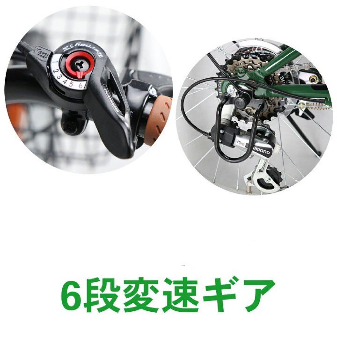 新品　イエロー　20インチ 折りたたみ 自転車 シマノ 6段変速 鍵 カゴ