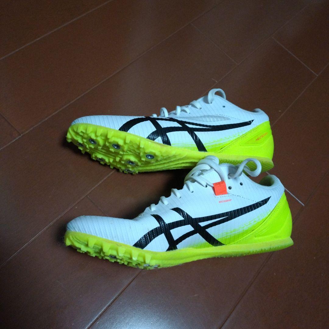 ASICS スパイクシューズ ホワイト/イエロー　ヒートスプリント　24.5cm