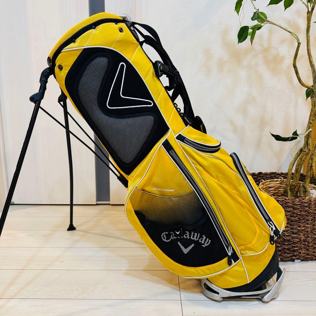 ワ*ン様 Callaway スタンド型キャディバック 軽量 コンパクト イエロー