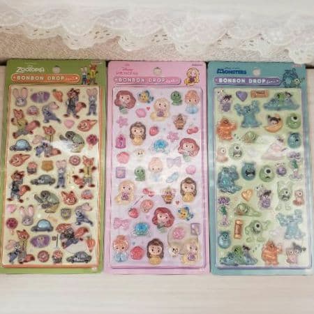☺️新品・未開封☺️★サンスター文具★Disney★ボンボンドロップシール★3点