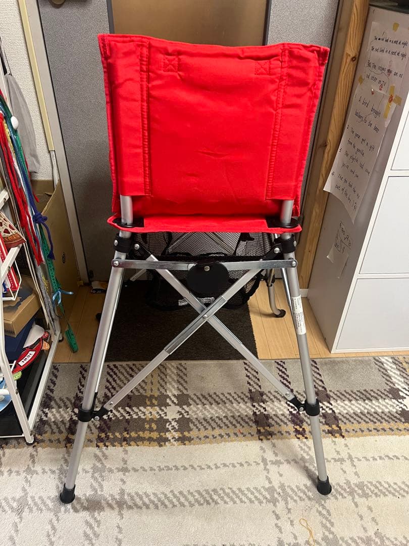 折りたたみ ポータブル ハイチェア トレー付き シートベルト付き レッド
