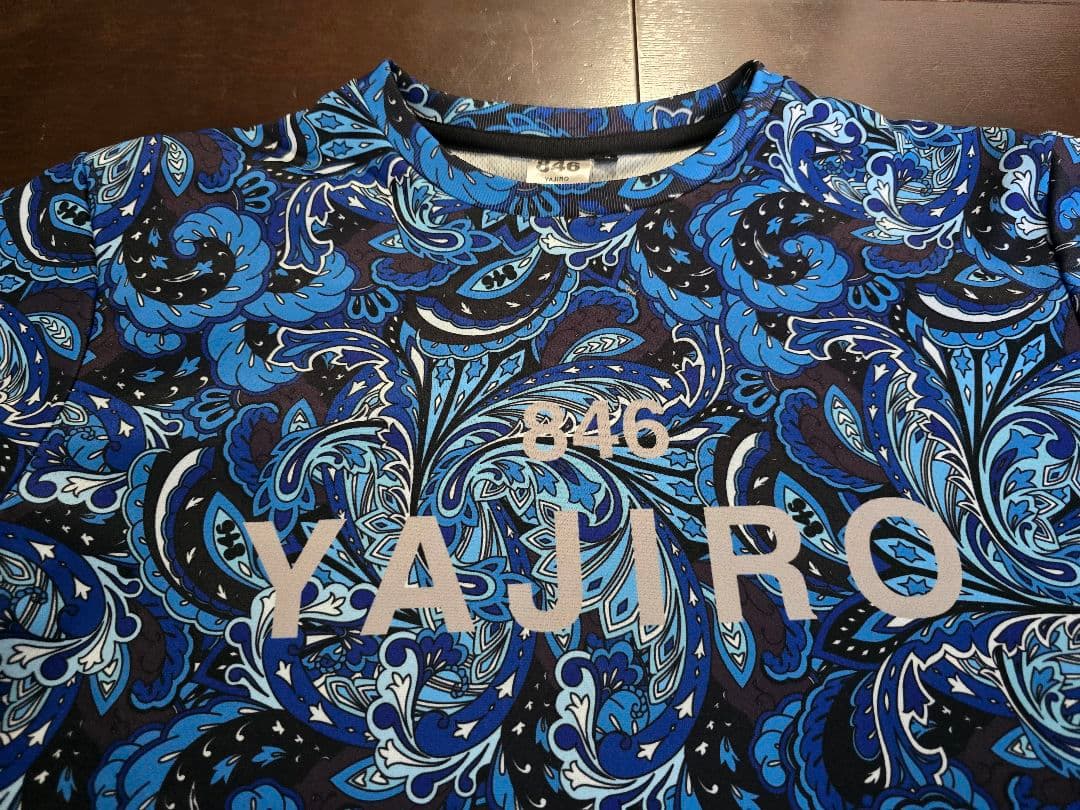 846 ペイズリー　Tシャツ　YAJIRO ブルー　L