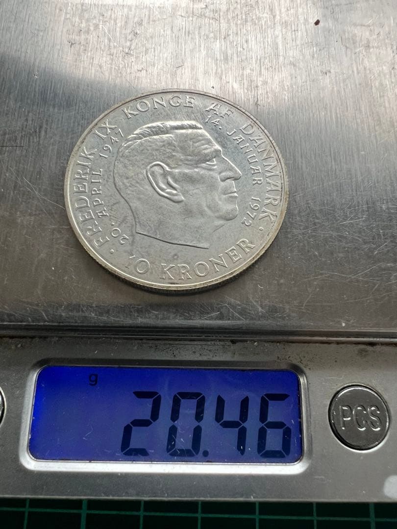 外国銀貨　デンマーク10K銀貨　1972年