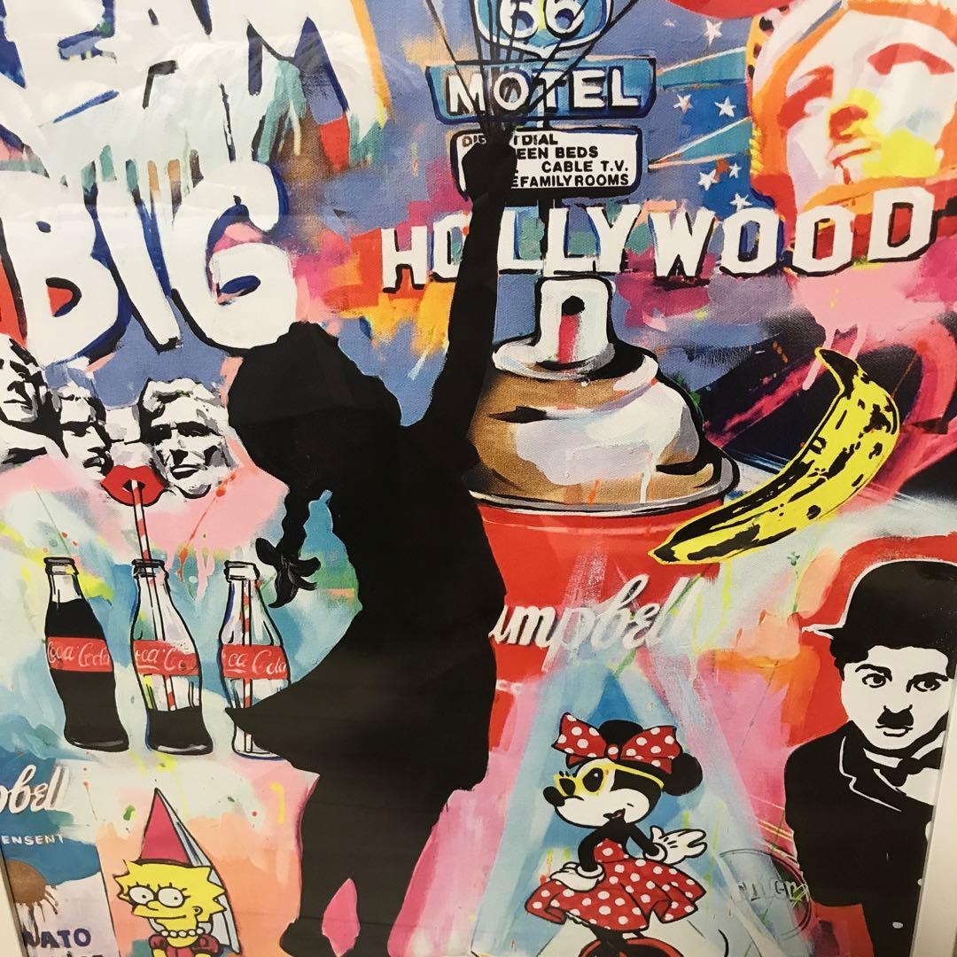 フレーム付きキャンパスアート　オマージュアート　バンクシー絵画