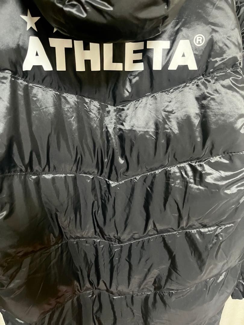 【美品】ATHLETA 160 フード付きダウンコート ブラック　ベンチコート