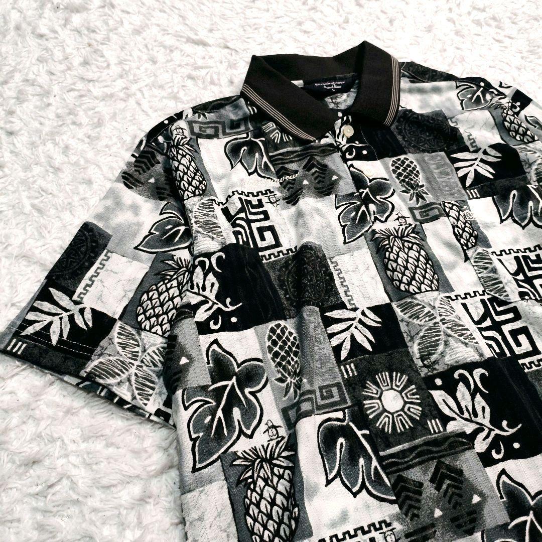 Munsingwear 総柄 ポロシャツ アロハ ボタニカル柄 日本製 L