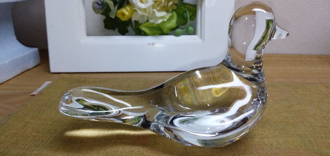 美品 バカラ Baccarat クリスタルガラス ハト 鳩 文鎮 置物 飾り物